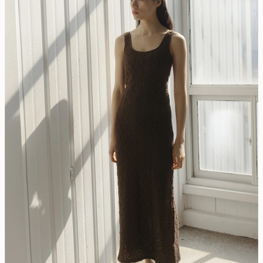 Mod Ref Textured Brown Maxi Dress